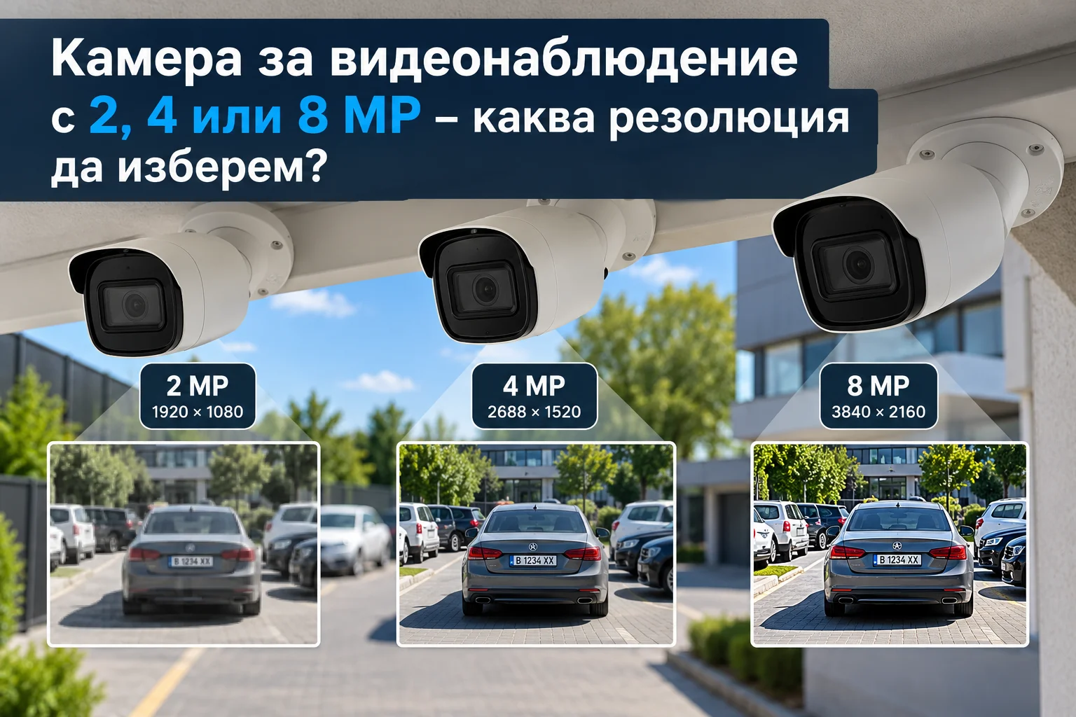 Сравнение на IP камери за видеонаблюдение с резолюция 2, 4 и 8 мегапиксела